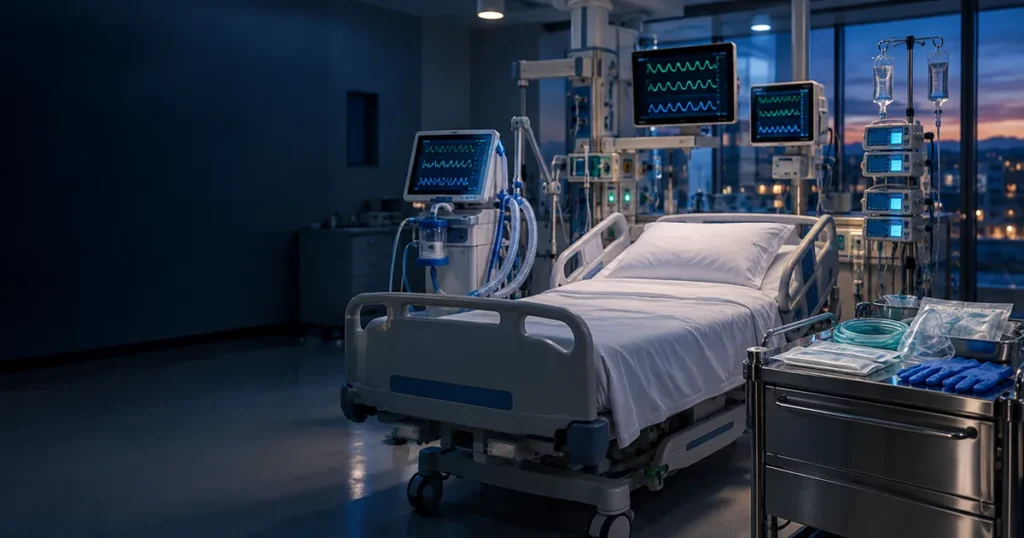 Video laryngoscope ICU intubation of a critically ill patient at the bedside
